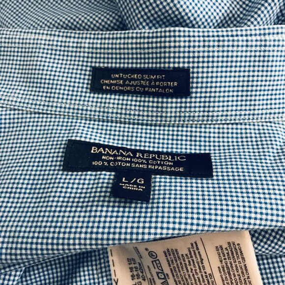 Banana Republic Men’s Slim Fit Shirt – Size L – 100% Cotton – Untucked - Picture 6 of 8